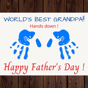 Father&#39;s Day printable card for Grandpa, Hand print art, Grandpa Father&#39;s Day card, digital download