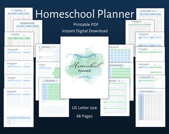 Homeschool Planner, Homeschool Printable Planner Bundle, Student Academic Planner, Homeschool Teacher Planner, Digital Download