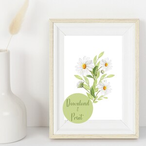 Printable flower art, Digital download, Spring daisies  printable, Flower printable, Printable Spring art