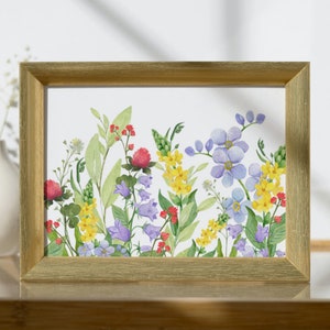 Meadow flowers wall art, wildflower printable, Spring meadow print, wildflower painting,flower desk art
