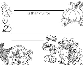 PRINTABLE  Thanksgiving coloring page -  jpg, pdf digital print