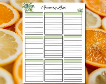 Grocery list printable, shopping list, grocery checklist, grocery planner