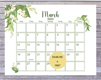 Printable Calendar 2021, , Handlettering, Monthly Calendar, , Desk ...