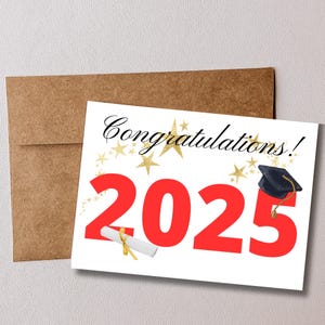 Cartão de formatura para imprimir, Cartão de parabéns 2025, Cartão de parabéns, Cartão de formatura 2025