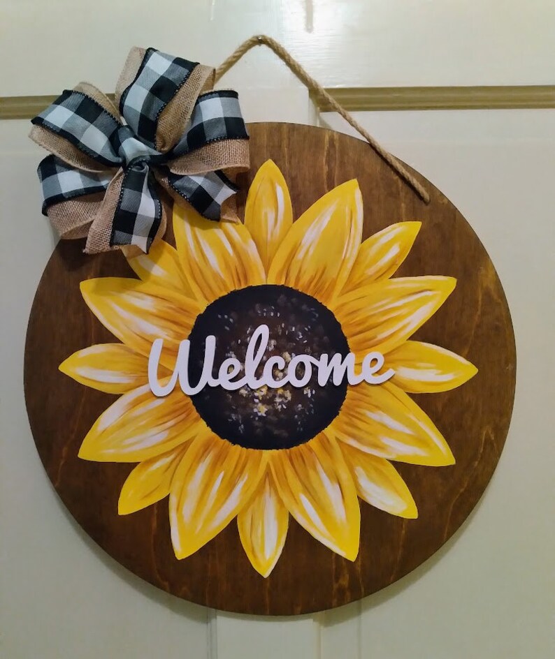Door Hanger Sunflower Door Hanger Hand Painted Etsy