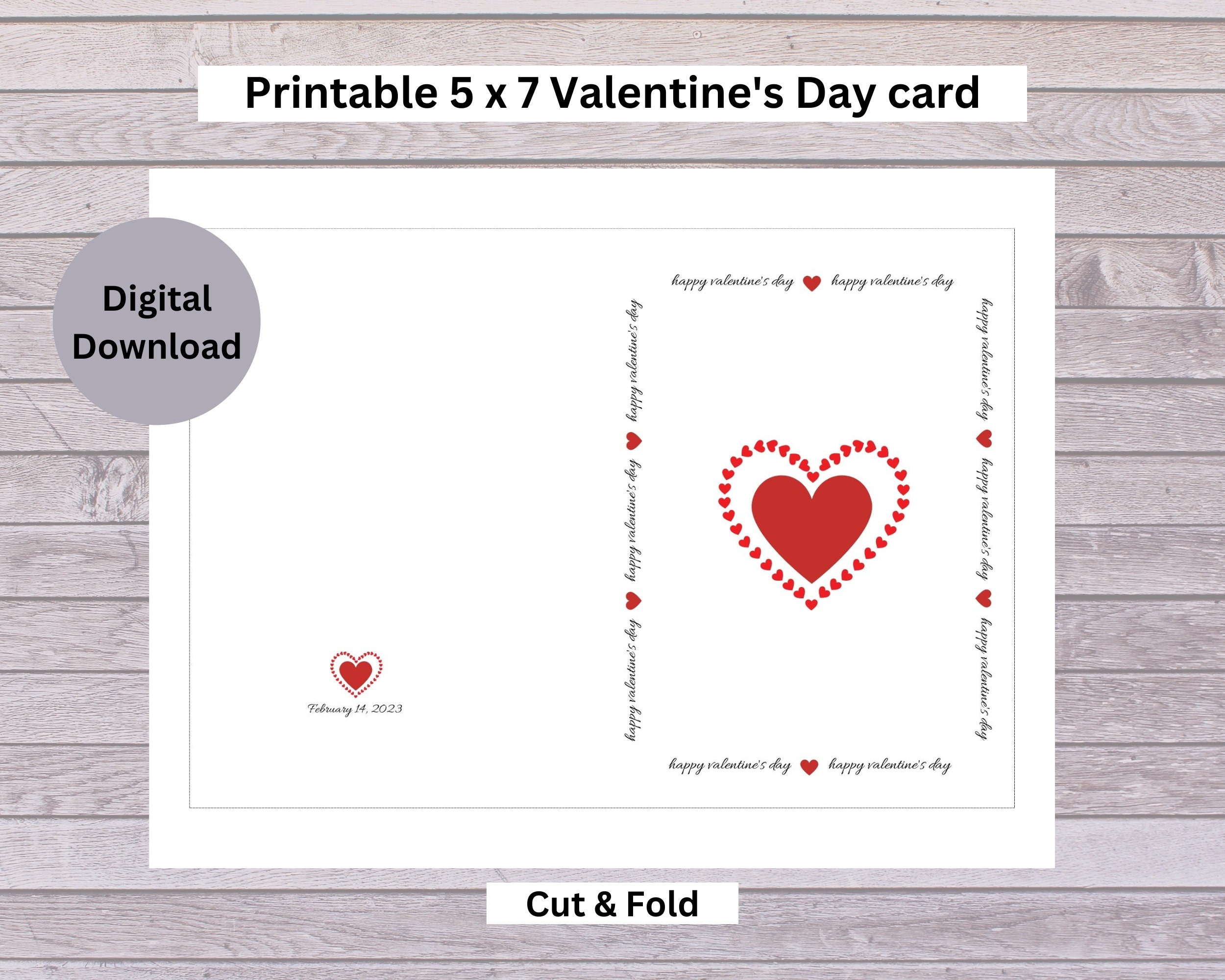 Printable Valentine's Day Card, Instant Download Card to Print, Red and ...