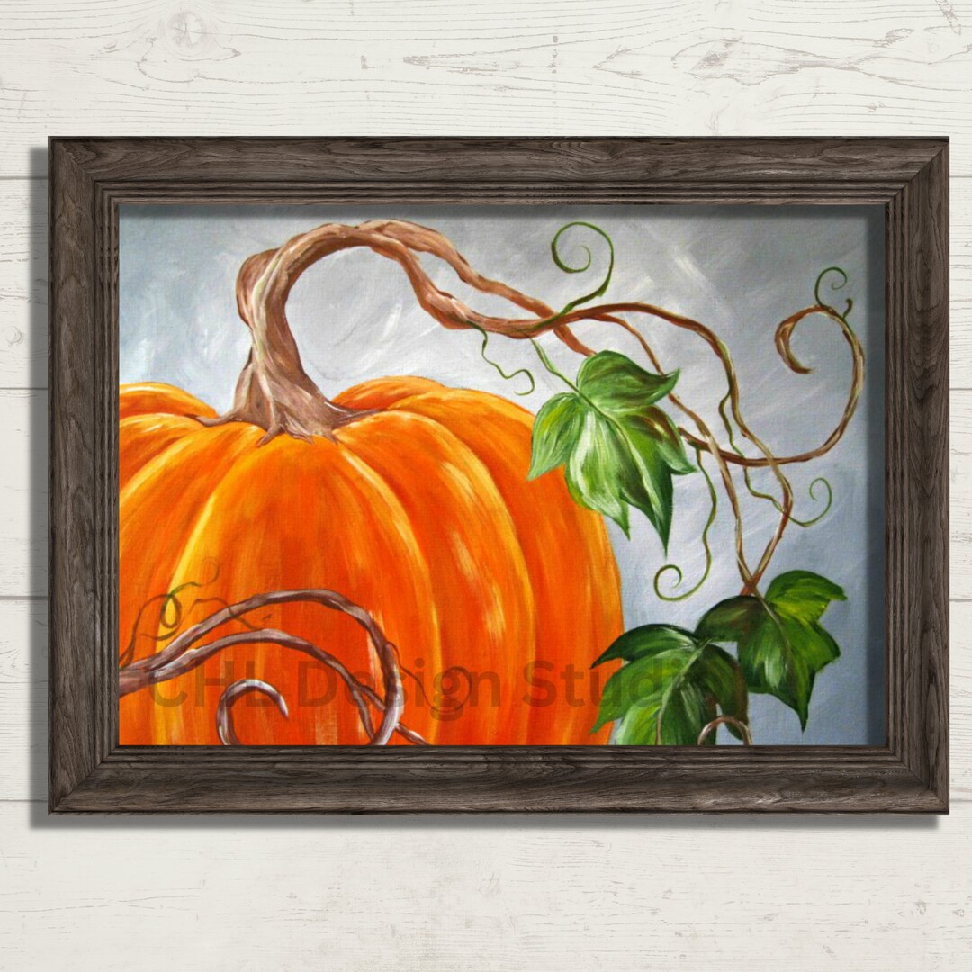 Pumpkin Painting Print, PRINTABLE ART, 8 X 10 Pumpkin Printable, Autumn ...