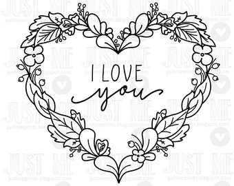 Download Coloring page flower wreath digital download file print and