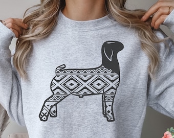 Show Goat Sweatshirt Show Goat Tee Livestock Stock Show Tee Boer Goat Pullover Aztec Print Show Goat Livestock Graphic Shirt Stock Show
