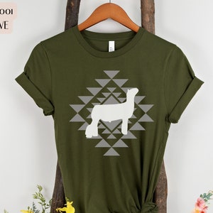 Azteken-Show-Lamm-Grafik-T-Stück Vieh-T-Shirt Lager zeigen Hemd zeigen Lamm-T-Shirt aztekische Druck-Lamm Unisex-T-Stück Viehbestand-Shirt-Lamm-T-Stück