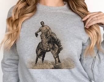 Cowboy Bronc Sweater,Bucking Horse, Bronc Rider Shirt,Retro Western Shirt, Cowboy Ranchy Shirt, Ranchy Sweater, Cowboy Killer, Punchy Shirt