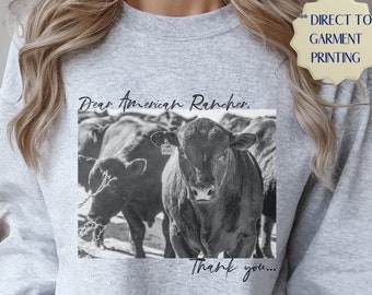 Thank a Rancher, Western Crewneck Sweatshirt, Angus Bull Shirt, Thank a Farmer, Gift for her, Gift for him Ranch Sweater, Angus Cattle Shirt