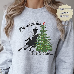 Barrel Racing Christmas Sweater,Barrel Racer Shirt,Christmas Horse,Turn And Burn,Oh What Fun it is to Ride,Rodeo Riding,Western Cowgirl Tee