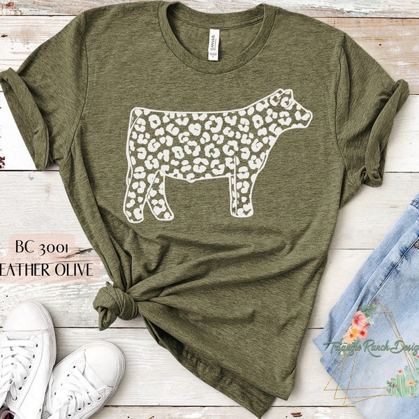 Leopard Show Steer Tee Livestock T-shirt Stock Show Shirt Show Steer Tshirt Leopard Print Steer Unisex Tee Livestock Mom Shirt Stock Steer