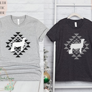 Aztec YOUTH Show Lamb Graphic Tee Livestock Tshirt Stock Show Lamb t-shirt Aztec Print Lamb Unisex Youth Tee Livestock Shirt Stock Lamb Tee
