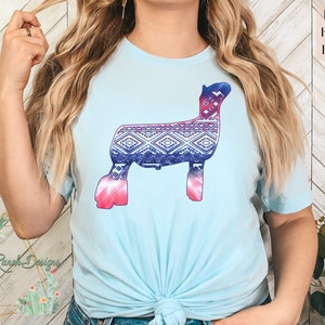 Aztec Lamm Lager ShowT-Shirt Zeigen Sie Lamm, Rot, Weiß, Blau Lamm-T-Stück Vieh Shirt-Lager zeigen oben Rot, Weiß & Blau-T-Stück Zeigen Sie Mom Geschenkt-shirt