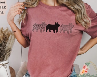 Aztec Show Pig Shirt Show Pig Tee Livestock Tee Stock Show T-shirt Show Gilt Tee Thank a Farmer Duroc Tee Livestock Graphic Stock Show Life