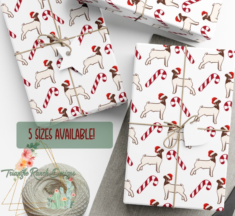 Candy Cane GOAT Wrapping Paper,country Wether Christmas Gift Wrap