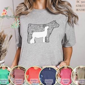 Floral Show Steer & Lamm T-Shirt Livestock T-Shirt Lager Show Shirt Show Steer Floral Print Lamm Unisex T-Shirt Vieh Mutter Shirt Stock Life
