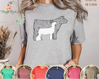 Floral Show Steer & Lamb Tee Livestock T-shirt Stock Show Shirt Show Steer Floral Print Lamb Unisex Tee Livestock Mom Shirt Stock Life