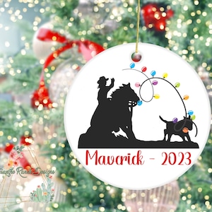 Personalized Breakaway Roper Christmas Ornament, Metal Ranch Ornament, Cowboy Holiday Farmhouse Gift, Western Decor, Country Christmas