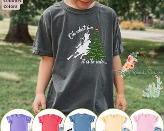 Barrel Racer kerst jeugd-T-shirt, shirt kerst in juli, western kerst kindershirt, cowgirl kerst-shirt, cadeau paardenliefhebber, rodeomeisje
