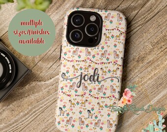 Funda personalizada para teléfono con diseño de burro de fiesta, adorable funda de burro de fiesta, diseño de cactus y sombrero, funda estilo suroeste para iPhone, divertida funda con diseño de animal.
