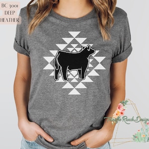 Show Steer Tee  Show Steer Tee Livestock Tee Stock Show Tee Show Cattle Tee Aztec Print Show Steer Tee Livestock Graphic Tee Stock Show Tee