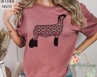 AZTEC Show Lamb Tee Livestock Tshirt Stock Show Shirt Show Lamb t-shirt Aztec Print Lamb Unisex Tee Livestock Shirt Stock Lamb Tee, Show Mom