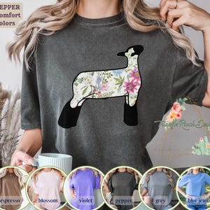 FLORAL Show Lamm Grafik T-Shirt Livestock Shirt zeigen Lamm T-Shirt Floral Print Lamm Unisex T-Shirt Stock Lamm T-Shirt