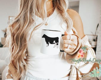 Mok met gepersonaliseerd veebrandmerk, koffiemok met ranch-accent, mok met ranchlogo, cadeau met veebrandmerk, western cowboymok, cadeau voor rancher