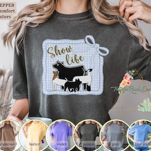 Show Mom Shirt, Coquette Farm Tee, Livestock Stockshow Graphic Shirt, Ag Mom Gift, Gingham Cattle Pig Goat Lamb Shirt, Comfort Colors Tshirt