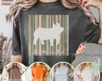 Stockshow Life Pig Ag T-shirt, western leraar verguld vee T-shirt, western vee kruiwagen, streep achtergrond, vintage shirt, showdag