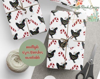 Inpakpapier kerstkip, cadeaupapier boerderij vakantie, cadeaupapier western boerderij, kerstcadeau kippenliefhebber, kerstcadeau boerderij