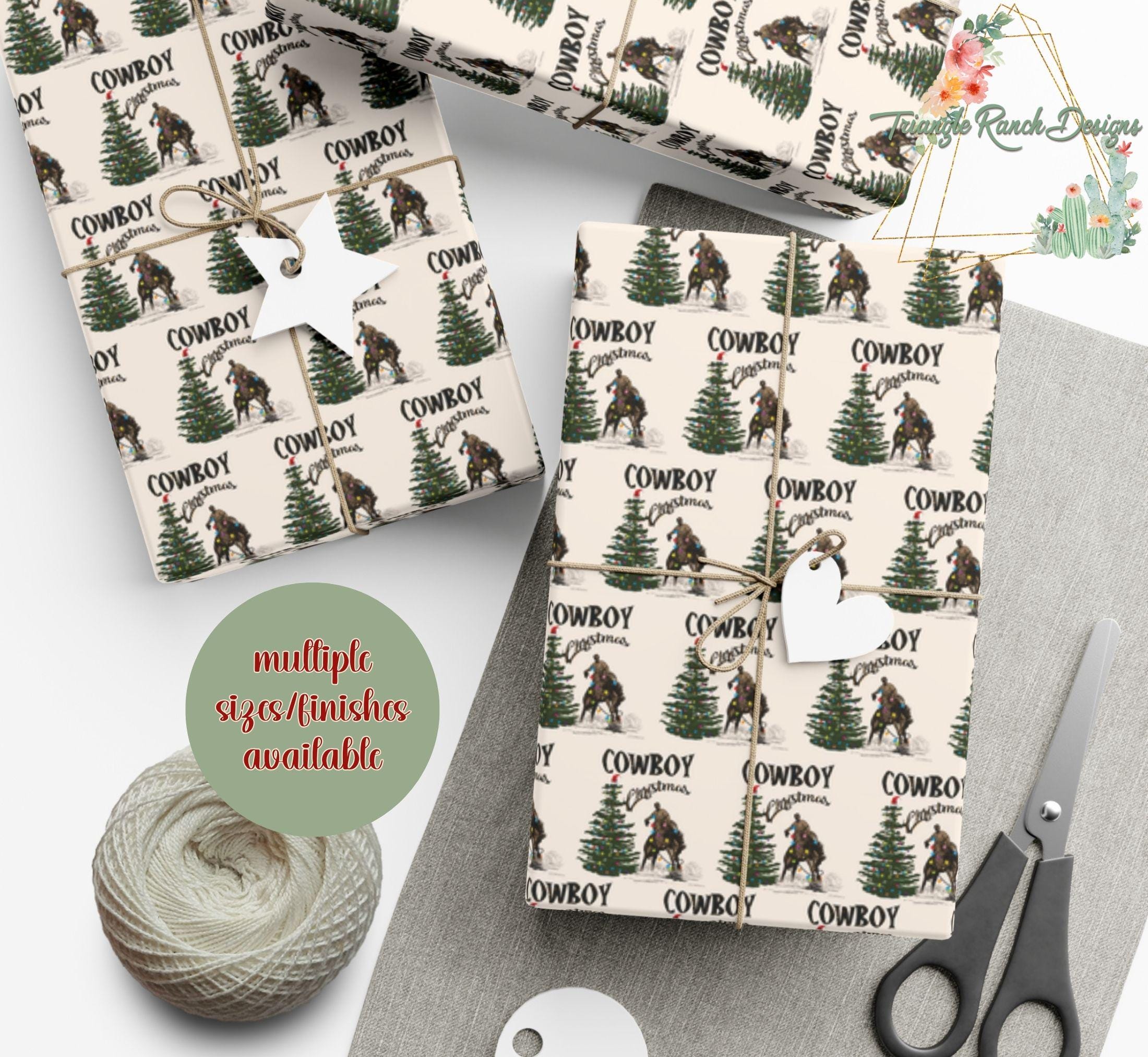 Weihnachtsgeschenkpapier, Land-Weihnachtsgeschenkpapier, Bauernhaus-Weihnachtsgeschenkpapier, Cowboy-Bronc-Geschenkpapier, Weihnachts-Ranch-Geschenkpapier