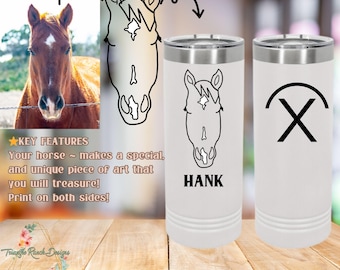 Gobelet personnalisé chameau polaire maigre 22 oz, gobelet rodéo personnalisé 22 oz, cadeau d'art cheval, maman équestre, fille de ranch de ferme, vie de grange