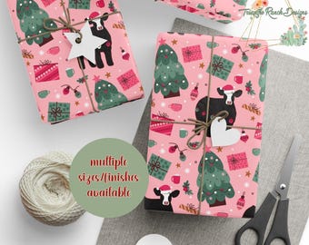 Inpakpapier kerstkoe, cadeaupapier vaars, boerderijboerderij kerstcadeaupapier, kerstman, cadeaupapier kerstboerderij
