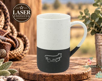 Custom Ranch Brand 13oz Mug, Engraved Speckled Ceramic Coffee Mug, Personalized Engraved Ranch Logo, Ranch Gift