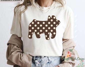 Show Pig Shirt, Polka Dot Pig Comfort Colors Tee, Livestock Show T-Shirt, Stock Show Pig Tee, Show Gilt Shirt, Western Pig Shirt, Swine Gift
