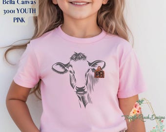 T-shirt JEUGD T-shirt met korte mouw T-shirt merkaangepast merk, gepersonaliseerd merk Ranch, T-shirt koemerk, kindercadeau, leren oormerk, overhemd koe