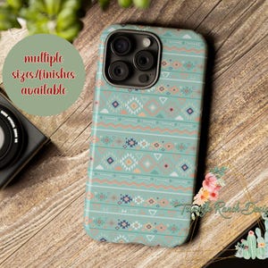 Mint Aztec Phone Case, Tribal Pattern Phone Cover, Boho Western Case, iPhone Samsung Google Pixel Case, Boho Chic Phone Accessory