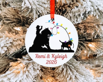 Personalized Breakaway Roper Christmas Ornament, Metal Ranch Ornament, Cowboy Holiday Farmhouse Gift, Western Decor, Country Christmas