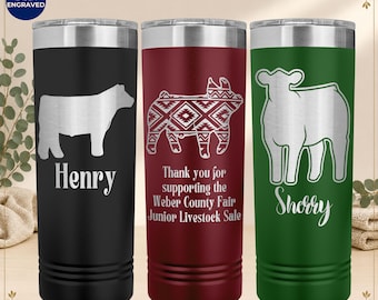 Gepersonaliseerde StockShow-beker, 650 ml Polar Camel Skinny, Veeshow-stier, Showvarken, Stockshow-moeder, Beker met lasergravure op maat
