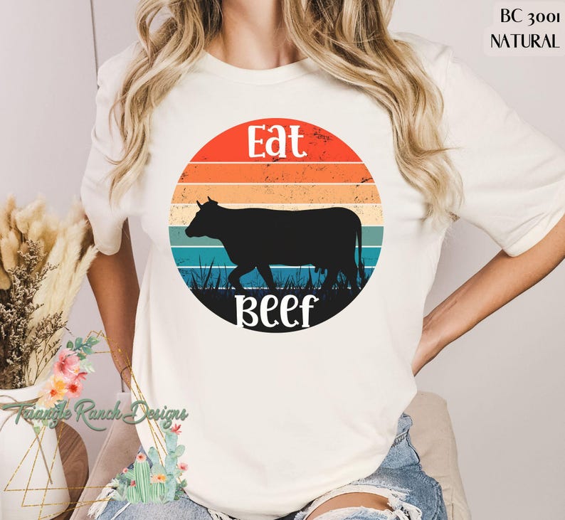 Eat beef T-shirt, western cowboy tee, rodeo t-shirt, western tee, cattle tee, Ranch shirt, Texas cattle ranch, Eat American Beef, USA Beef Natural