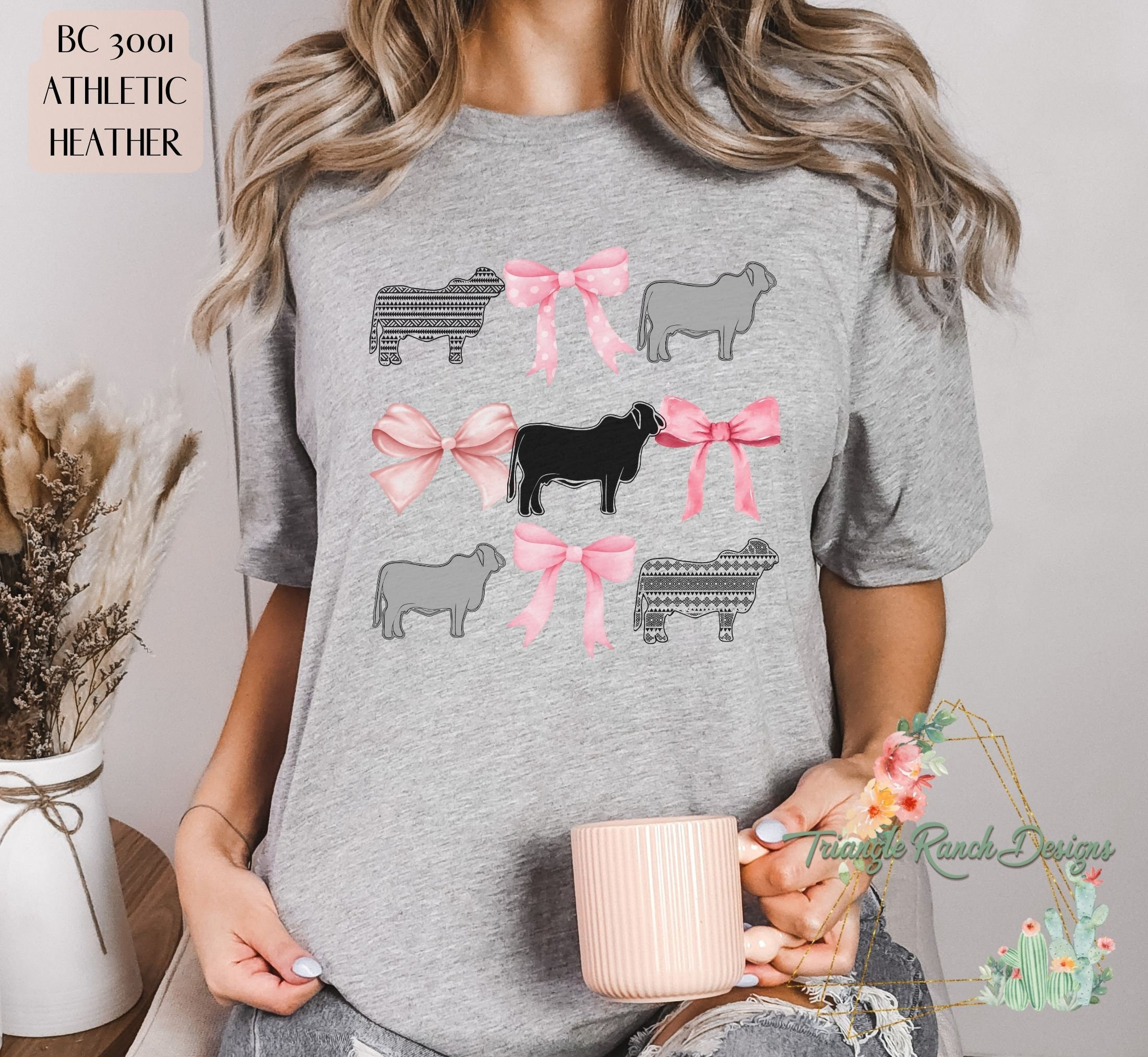 Pastel Bow Cow Shirt, Coquette Bows Brahman, Stockshow Bow Shirt, Coquette Aesthetic, Trendy Bow Brahman Cow, Unisex Jersey Short Sleeve Tee