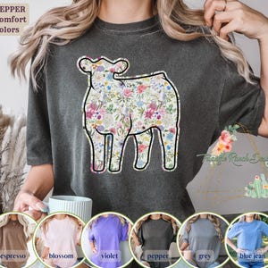 Floral Show Heifer Tee Livestock T-shirt Stock Show Shirt Show Cattle Comfort Colors Floral Print Heifer Unisex Tee Livestock Mom Shirt Cow