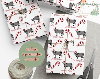 Gepersonaliseerde kerstcadeaupapier KOE, land kerstcadeaupapier, boerderij kerstcadeaupapier, kerstboerderij cadeaupapier