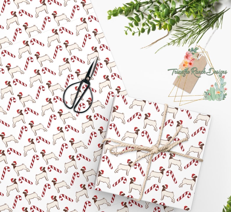 Candy Cane GOAT Wrapping Paper,country Wether Christmas Gift Wrap