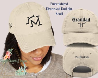 Aangepaste boerderij merk geborduurde hoed, gepersonaliseerde pet merk vee, aangepaste vee merk hoed, cowboy rancher cadeau, western Dad Hat