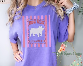 Gepersonaliseerde Fair Week T-shirt, comfortkleuren tanktop, StockShow-T-shirt, custom Livestock Show-sweater, County Fair, veemeisje cadeau